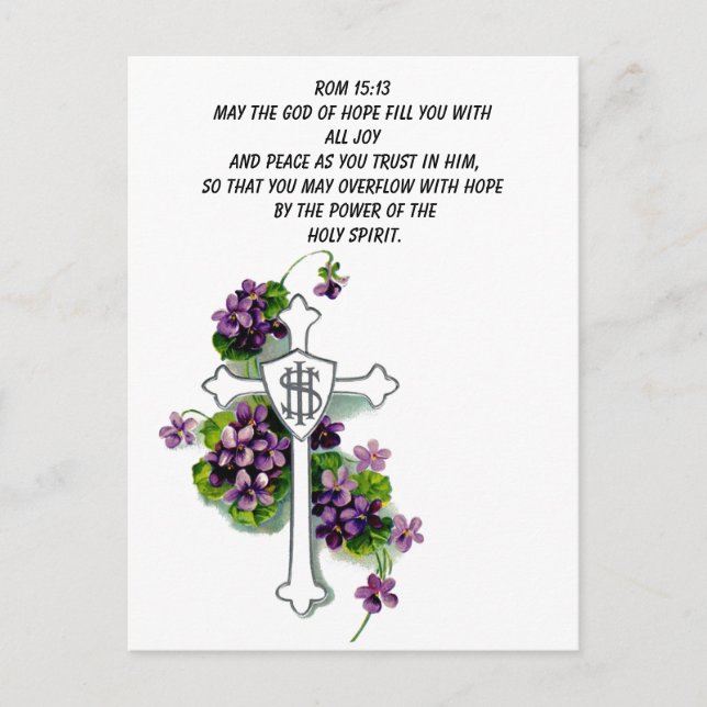 May the God of hope fill you with a cross postcard (Front)
