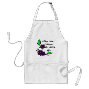 May The Grape Be With You black text Standard Apron