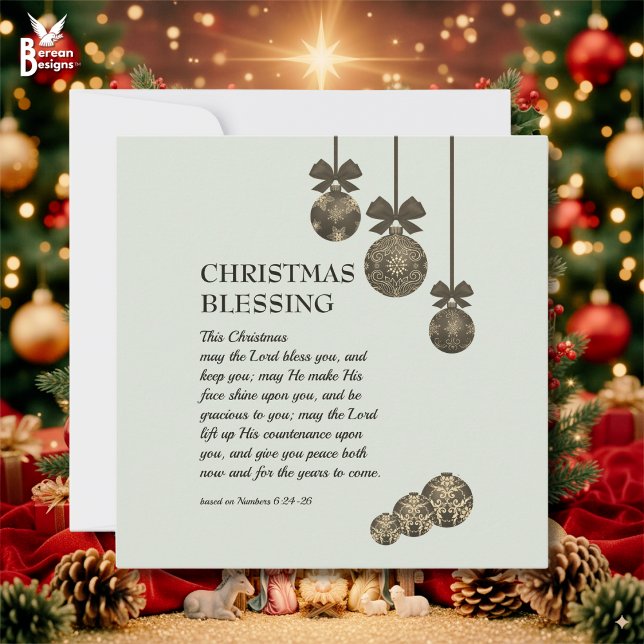 MAY THE LORD BLESS YOU Christian Christmas Holiday Card (Modern Christian Christmas card based on the Blessing in Numbers 6)