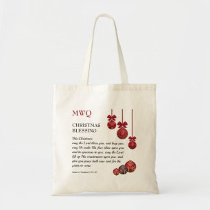 MAY THE LORD BLESS YOU Christmas Monogram Tote Bag