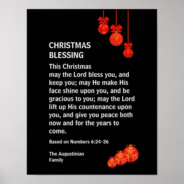 MAY THE LORD BLESS YOU Numbers 6 Christmas Poster (Front)