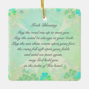 "May the road rise up..." Irish blessing Card Ceramic Ornament