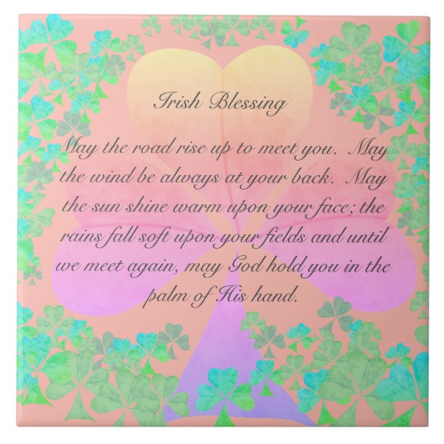 "May the road rise up..."Irish Blessing Ceramic Tile (Front)