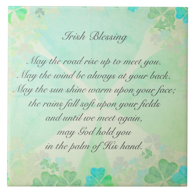 "May the road rise up..." Irish Blessing Ceramic Tile (Front)