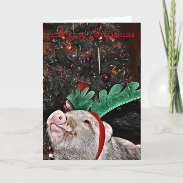 May the spirit of Christmas, Pig Greeting Card (Front)
