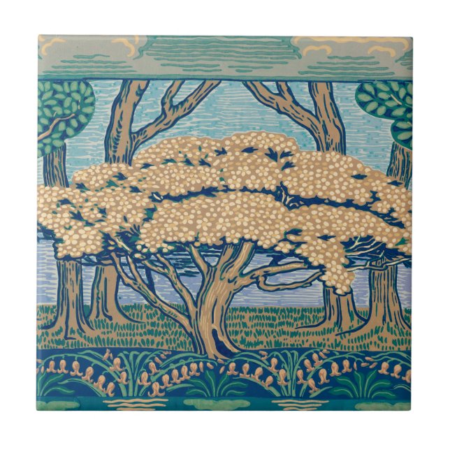 May Tree Frieze, designed by Walter Crane 1896 Ceramic Tile (Front)