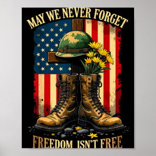 May we forget freedom isn't usa flag veterans day poster