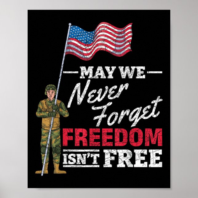May We Never Forget Freedom Isnt Free Us Flag Poster (Front)