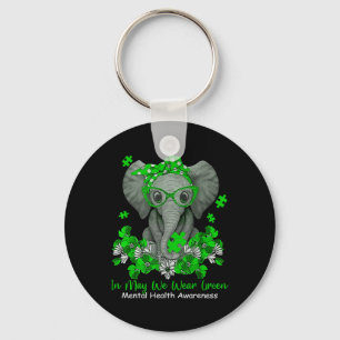 May We Wear Green Elephant Mental Health Awareness Key Ring