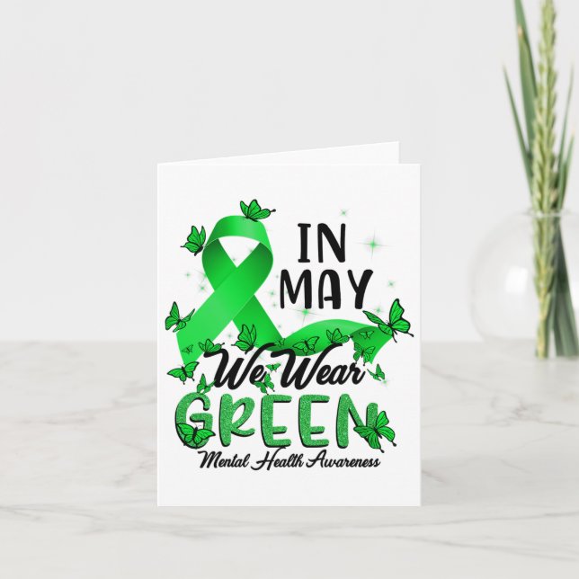May We Wear Green Mental Health Awareness Bleached Card (Front)