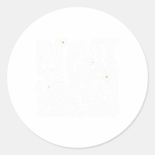 May We Wear Green Retro Floral Mental Health Aware Classic Round Sticker