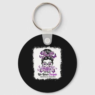 May We Wear Purple Messy Bun Fibromyalgia Awarenes Key Ring