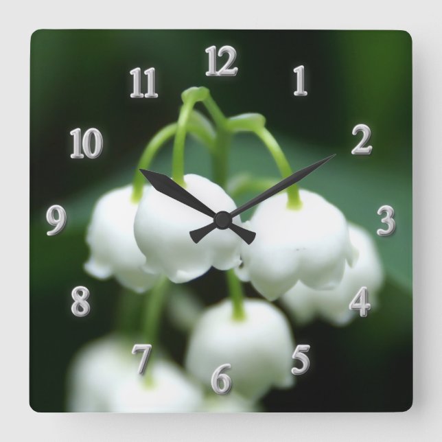May white lilies  square wall clock (Front)