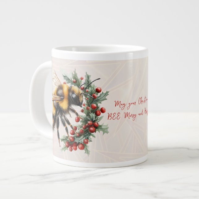 May Your Christmas BEE Merry and Bright Large Coffee Mug (Front Left)