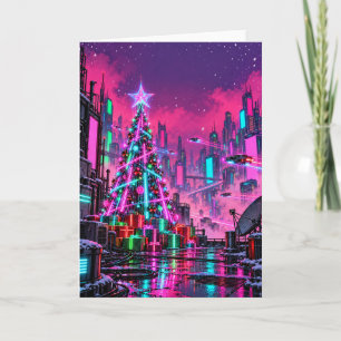 May Your Christmas Shine Brighter Than Neon Holiday Card