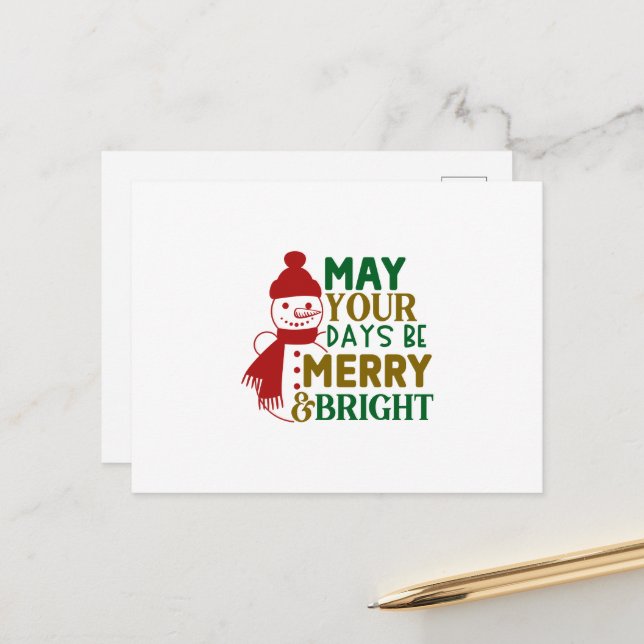 May Your Days Be Merry and Bright Christmas Postcard (Front/Back In Situ)