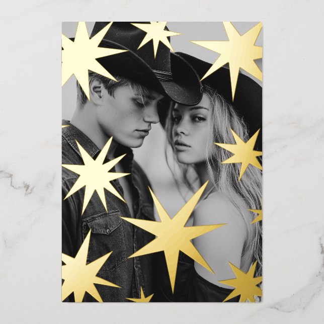 May your days be merry and bright gold stars foil holiday card (Front)