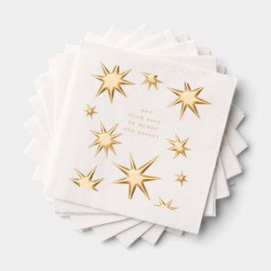 May your days be merry and bright gold stars foil napkins