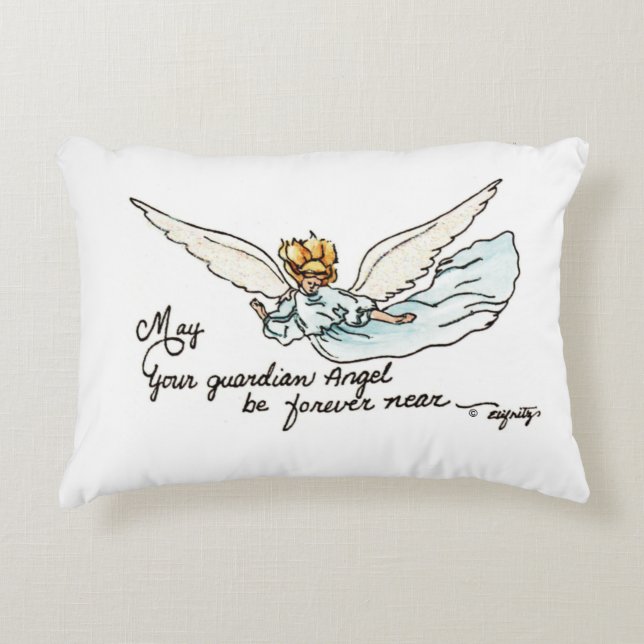 May Your Guardian Angel be Near Prayer drawing  Decorative Cushion (Front)