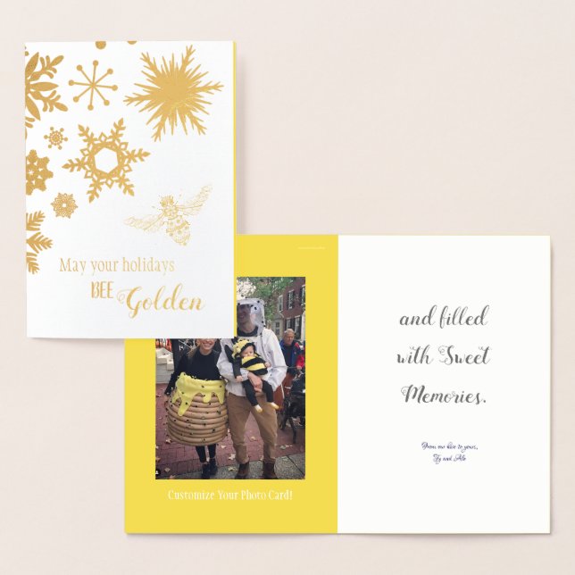 May Your Holidays Bee Golden | Photo Card (Display)