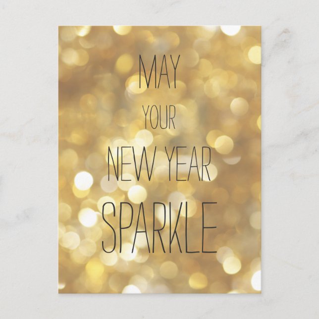 May your New Year Sparkle  - Gold Glitter Postcard (Front)