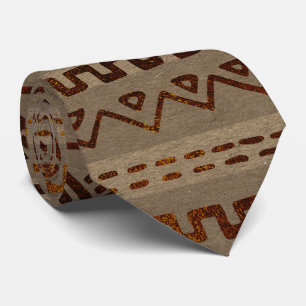 Maya / Aztec  pattern Burn gold on canvas Tie