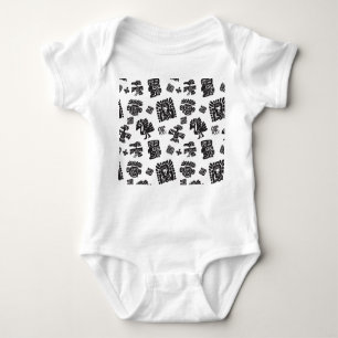 Maya Black White Ethnic Pattern Baby Bodysuit