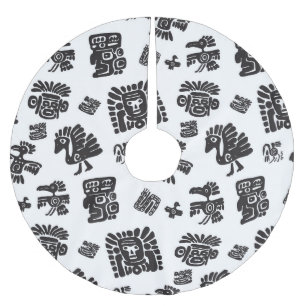 Maya Black White Ethnic Pattern Brushed Polyester Tree Skirt