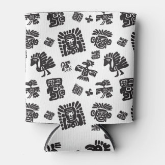Maya Black White Ethnic Pattern Can Cooler