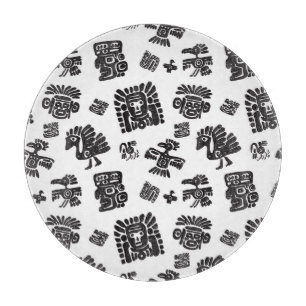 Maya Black White Ethnic Pattern Cutting Board