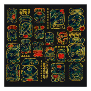 Maya Calendar Glyphs composition Poster