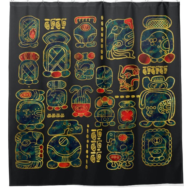 Maya Calendar Glyphs composition Shower Curtain (Front)