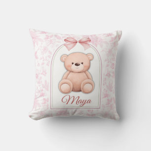 Maya   Custom Pink Teddy Bear Nursery Design  Cushion