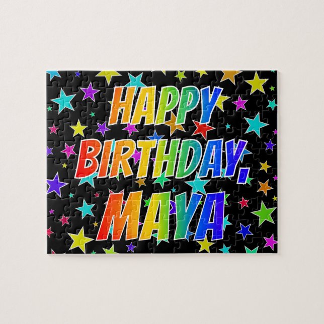 "MAYA" First Name, Fun "HAPPY BIRTHDAY" Jigsaw Puzzle (Horizontal)