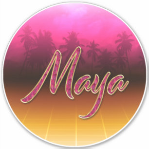 Maya First Name golden pink sticker