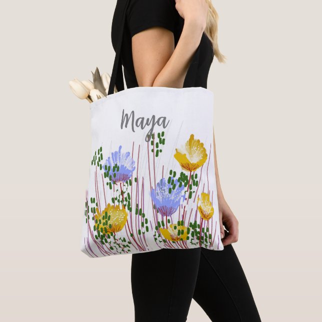 Maya Floral Monogram Tote Bag (Close Up)
