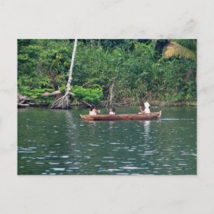 Maya Girls in Cayuco, Rio Dulce, Guatemala Postcard