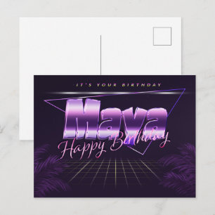 Maya Name Vorname lila Postkarte Geburtstag Postcard