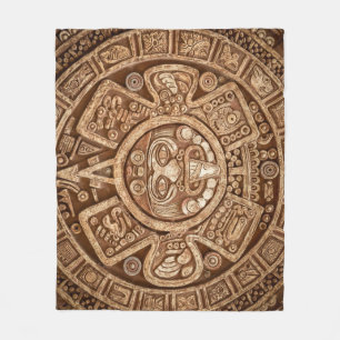 Maya Tribal Pagan: Ornamental Texture Fleece Blanket