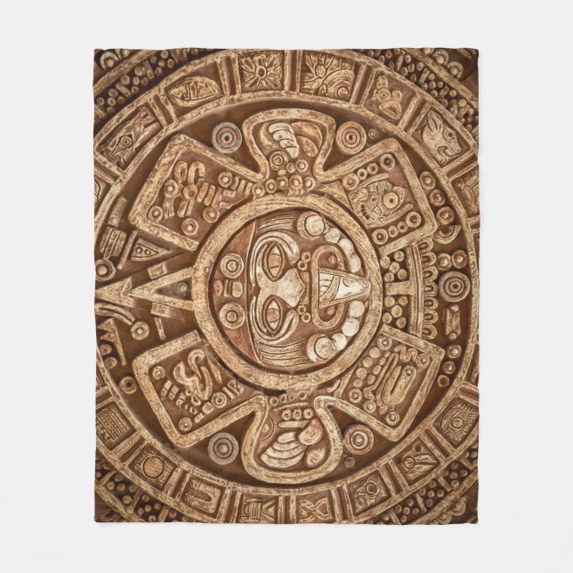 Maya Tribal Pagan: Ornamental Texture Fleece Blanket (Front)