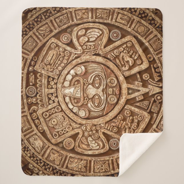Maya Tribal Pagan: Ornamental Texture Sherpa Blanket (Front)