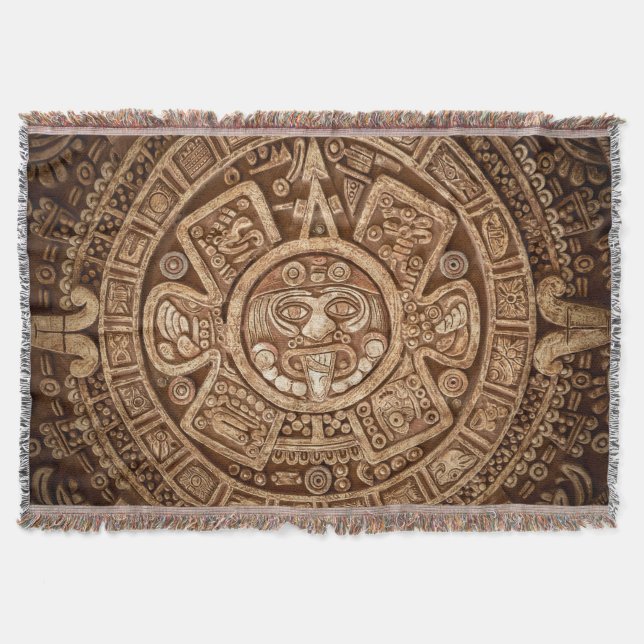 Maya Tribal Pagan: Ornamental Texture Throw Blanket (Front)