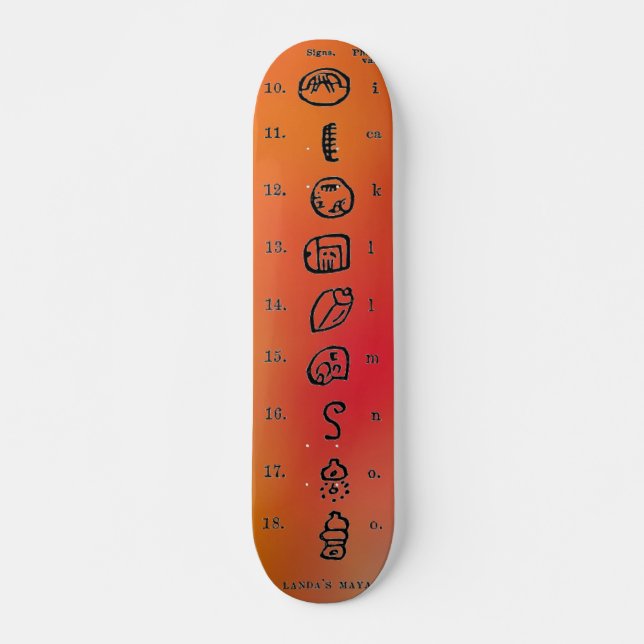 Mayan Alphabet Skateboard (Front)