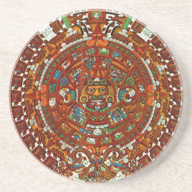 mayan aztec calendar sandstone coaster (Front)