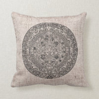 Mayan Aztec Sun Calender on Burlap