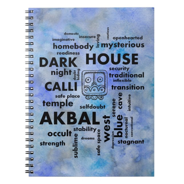 Mayan Aztec Word Cloud Akbal Calli Notebook (Front)