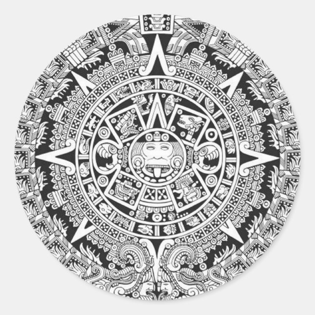 Mayan Calendar 12.21.2012 Aztec Classic Round Sticker (Front)