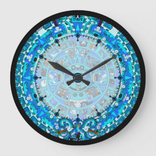 Mayan Calendar 2012 in Blue Wall Clock