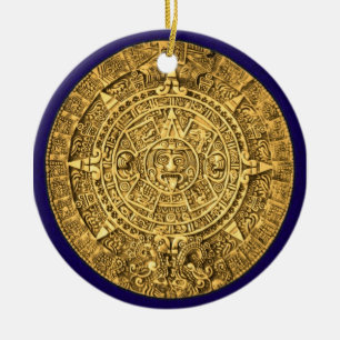 mayan calendar ceramic ornament