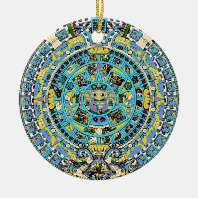 mayan calendar ceramic tree decoration (Front)